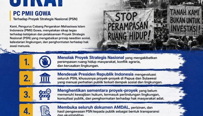 PMII GOWA: STOP PERAMPASAN RUANG HIDUP! TOLAK PROYEK STRATEGIS NASIONAL YANG MENGORBANKAN RAKYAT